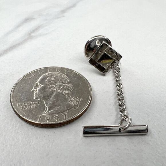 Anson Vintage Sterling Silver Square Lapel Tie Tack Pin - Picture 2 of 8